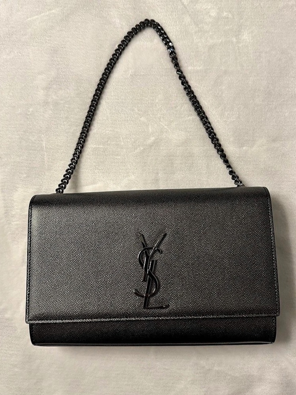 Saint Laurent Sunset Medium Chain Bag in Grained Leather Black Shoulder Bag